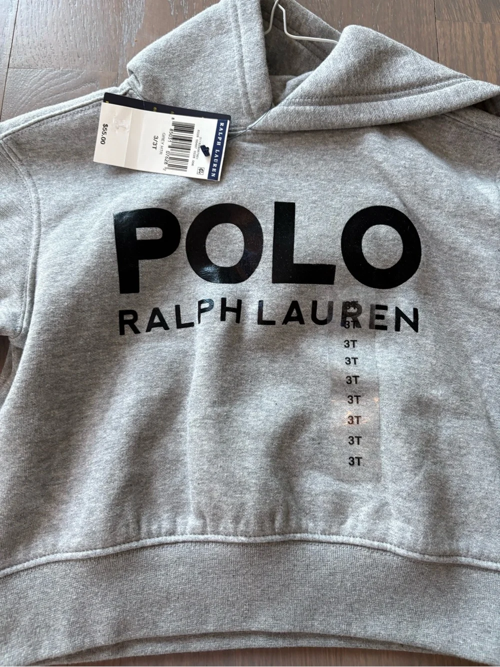 NWT Ralph Lauren Kids Light Grey POLO Logo Hoodie